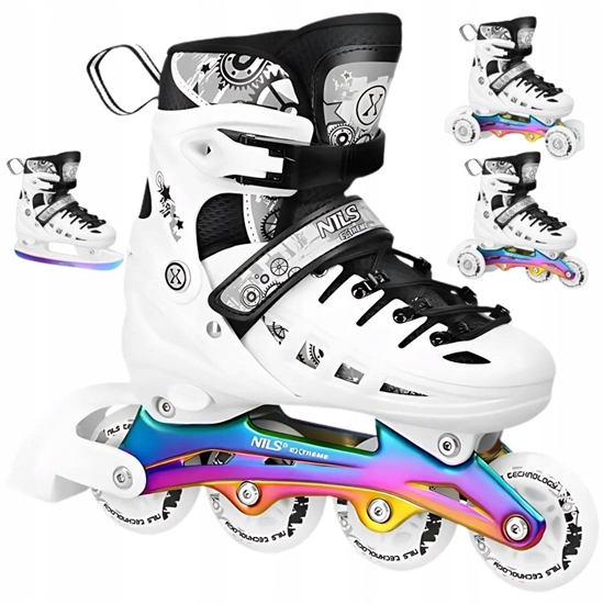 Изображение NH10905 4w1 YWOROLKI LED BIAE Z WYM. POZ HOKEJOW RAINBOW ROZM. L(39-42) NILS EXTREME