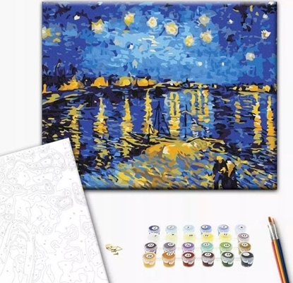 Attēls no Norimpex Malowanie po numerach BRUSHME, 40x50 cm, gwiadzista noc nad Rona, Vincent van Gogh, 1 szt.