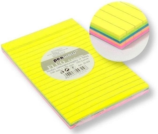 Picture of Notes samoprzylepny w lini mix 100x150mm 100K