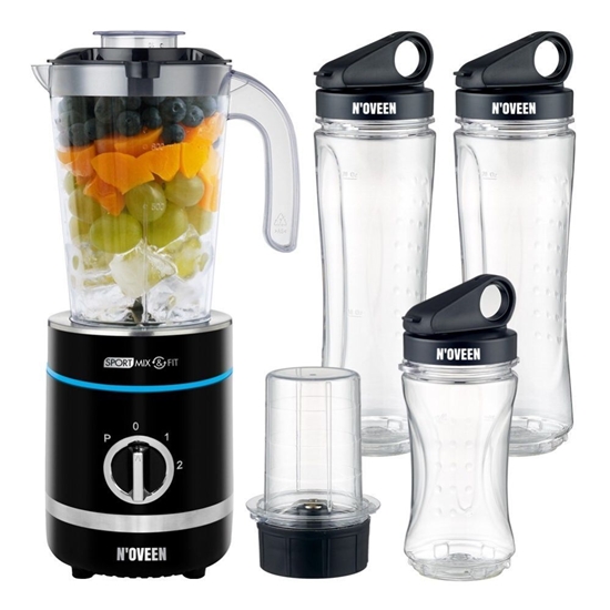 Picture of Noveen Noveen SB2000 Sport Blender 500W 6 Blades + Pulse + Grinder 2x600ml + 300ml Bottles BPA-Free Black