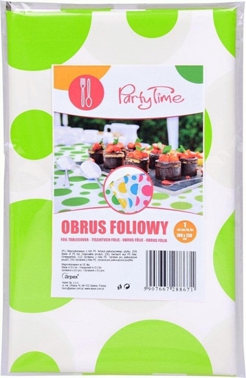 Изображение Obrus folia w grochy limonkowy