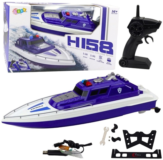 Изображение ód Motorówka Zdalnie Sterowana RC 1:28 Policyjna Niebieska LEAN Toys