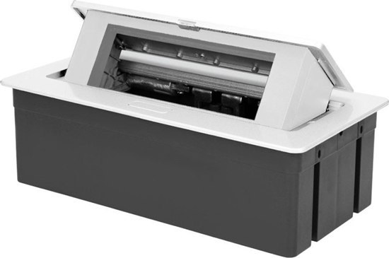 Picture of Orno NOEN Kaseta meblowa wpuszczana w blat ze zintegrowan ramk PCV na gniazda moduowe 3 x 45x45mm lub 6 x 22,5x45mm, przewód 1,5m, biae