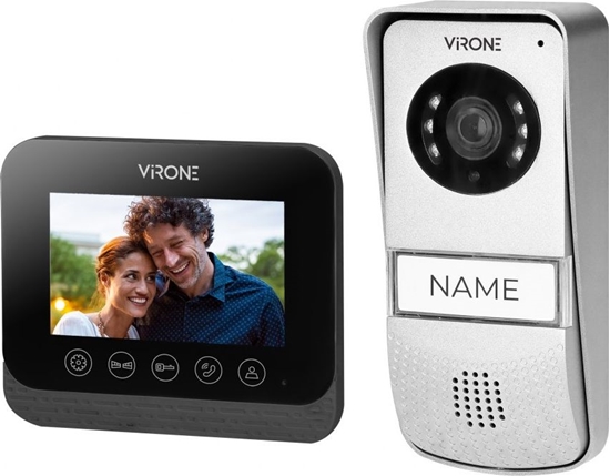 Изображение Orno Zestaw wideodomofonowy bezsuchawkowy, kolor, 4,3" LCD, z czytnikiem breloków zblieniowych, czarny, ENIF RFID