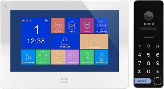 Изображение Orno Zestaw wideodomofonowy, bezsuchawkowy kolor, LCD 7", dotykowy, menu OSD, pami, gniazdo na kart SD, DVR, sterowanie bram, z szyfratorem i RFID, biay, TAURI MEMO