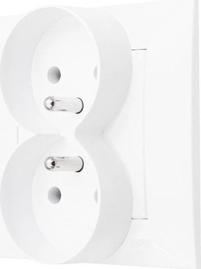 Picture of Ospel Gniazdo podwójne z uziemieniem Ospel Szafir GP-2ZZ/00 kompletne z ramk biae