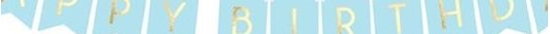 Изображение Party Deco Baner urodzinowy, Happy Birthday, jasnoniebieski, 175 cm uniwersalny