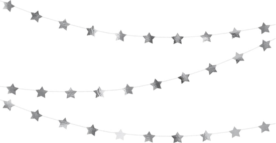 Изображение Party Deco Girlanda baner Gwiazdki srebrna - 360 cm - 1 szt. uniwersalny