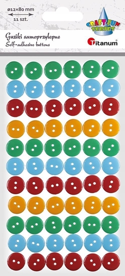 Изображение Party Deco Guziki plastikowe samoprzylepne 66szt