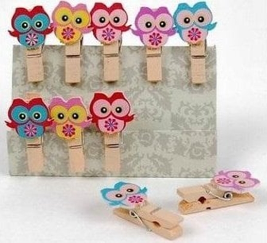 Изображение Party Deco Klamerki ozdobne Shapes Sówki 10szt