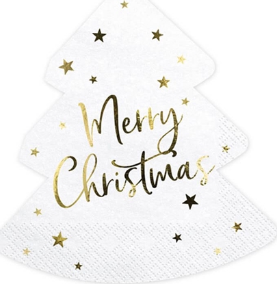 Attēls no Party Deco Serwetki boonarodzeniowe Choinka - Merry Christmas - 32,5 cm - 20 szt. uniwersalny