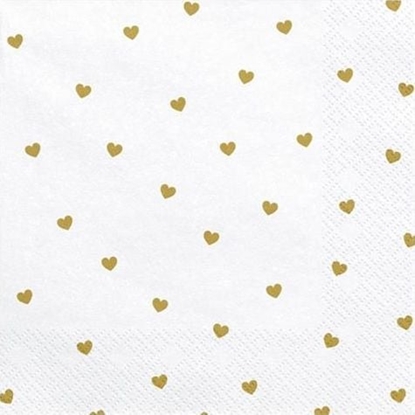 Изображение Party Deco Serwetki Serca, biay, 33x33cm uniwersalny