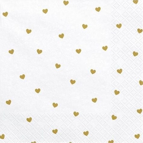 Изображение Party Deco Serwetki Serca, biay, 33x33cm uniwersalny