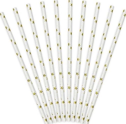 Изображение Party Deco Somki papierowe do picia w gwiazdki, zote, 19,5 cm, 10 szt. uniwersalny