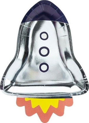 Изображение Party Deco talerzyki Kosmos, Rakieta, 21,5x29,5 cm,6 sztuk uniwersalne (36504)