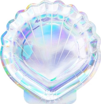 Изображение Party Deco talerzyki Syrenka, muszla, opalizujce, 18,5 cm, 6 sztuk uniwersalne (38558)