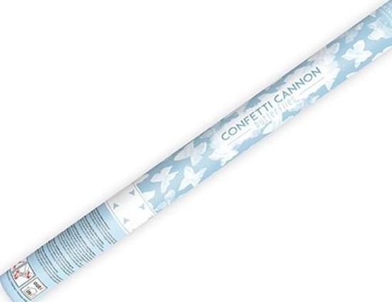 Изображение Party Deco Tuba strzelajca konfetti, biae motylki, 60 cm uniwersalny