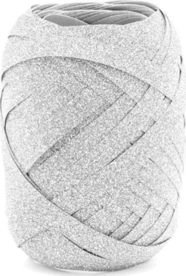 Изображение Party Deco Wstka ozdobna do balonów - brokatowa - srebrna - 10 m. uniwersalny