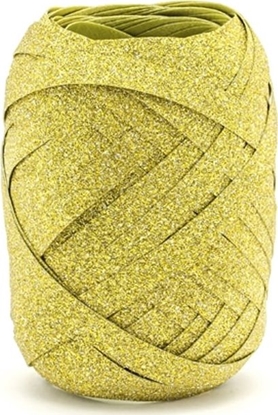 Изображение Party Deco Wstka ozdobna do balonów - brokatowa - zota - 10 m. uniwersalny