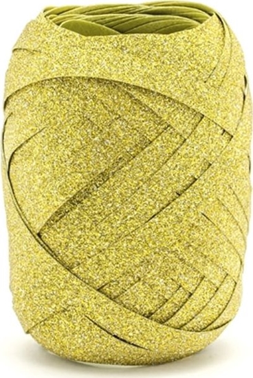 Изображение Party Deco Wstka ozdobna do balonów - brokatowa - zota - 10 m. uniwersalny