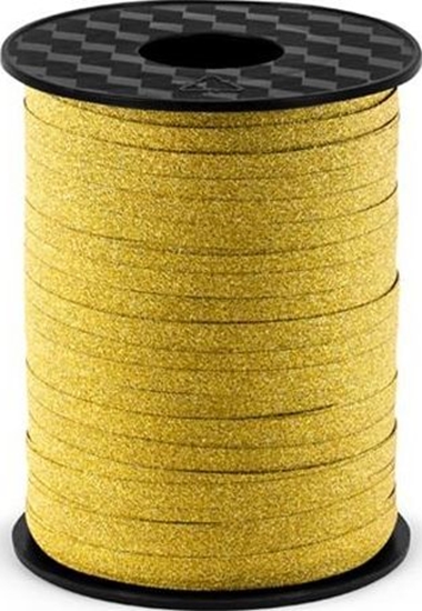Изображение Party Deco Wstka plastikowa do dekoracji brokatowa zota, 5 mm uniwersalny