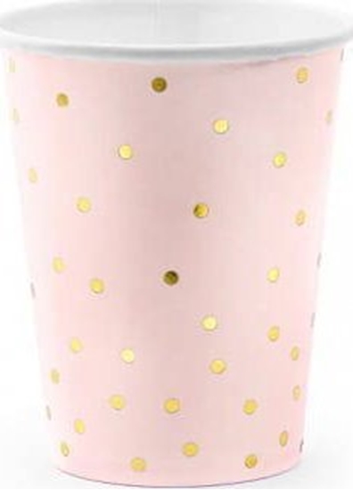 Picture of PartyDeco Kubeczki Kropki, jasny ró, 260ml one size