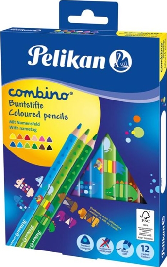 Изображение Pelikan Kredki Combino trójktne grube 12 kolorów
