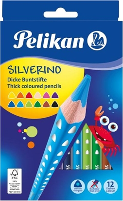 Attēls no Pelikan Kredki Silverino trójktne grube 12 kolorów