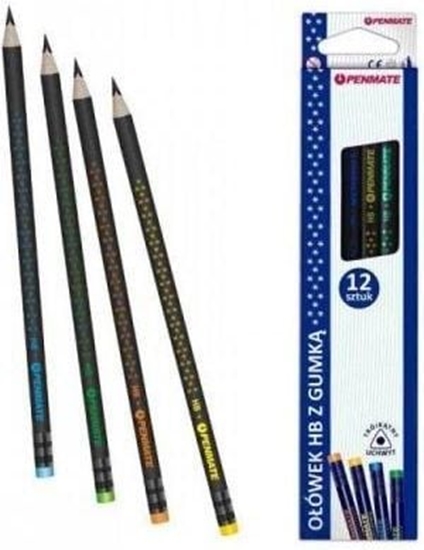 Изображение Penmate Oówek trójktny z gumk Gwiazdki 12szt