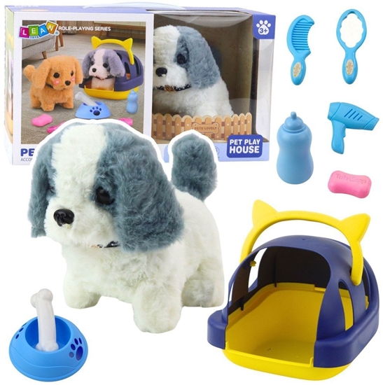 Изображение Pies Interaktywny Pluszowy Chodzi Szczeka Transporter Akcesoria Szaro-Biay