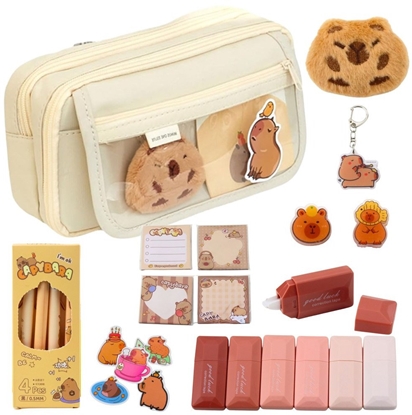 Attēls no Piórnik Szkolny Dwukomorowy Z Kieszonkami Dodatki Kapibara 21x12 cm LEAN