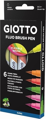 Изображение Pisaki Fluo Brush Pen 6 kolorów