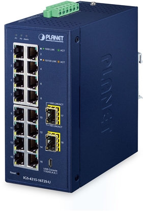 Picture of Planet IGS-4215-16T2S-U IP30 Industrial L2/L4 16-Port 10/100/1000T + 2-Port 100/1000X SFP Managed Switch