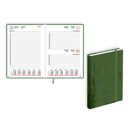Picture of Plānotājs 2026 gadam EKO Manager soft A5, diena, mākslīgā āda, zaļš