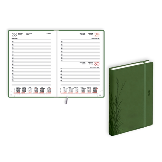 Picture of Plānotājs 2026 gadam EKO Manager soft A5, diena, mākslīgā āda, zaļš
