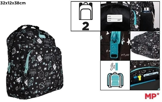 Picture of Plecak dwukomorowy Kosmos czarny 32x12x38cm