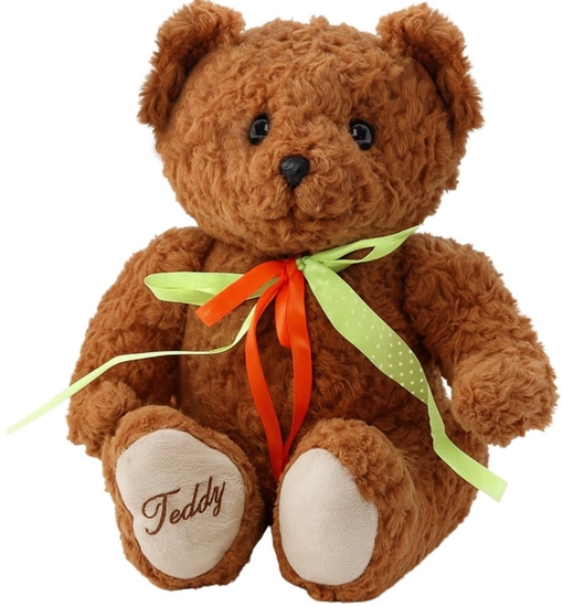 Picture of Pluszowa Maskotka Przytulanka Mi Zielono-Czerwona Kokarda Brzowy 30cm LEAN Toys