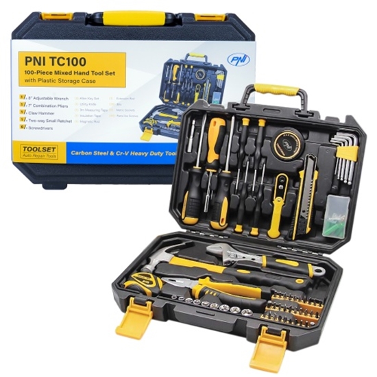 Picture of PNI TC100 rokas instrumentu komplekts 100 gab., oglekļa tērauds un hroma vanādija materiāls, plastma