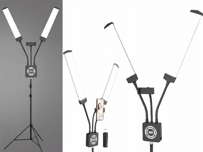 Attēls no Podwójna Gitka Lampa Led Kosmetyczna Fotograficzna Video 40w + Pilot / M46 / Czarny