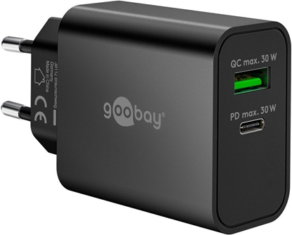 Attēls no Podwójna szybka adowarka USB-C PD GaN (30 W) czarny - Wersja kolorystyczna czarny