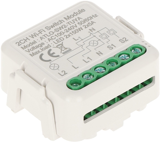 Изображение PODWÓJNY INTELIGENTNY STEROWNIK OWIETLENIA LED ATLO-SW2-TUYA Wi-Fi, Tuya Smart