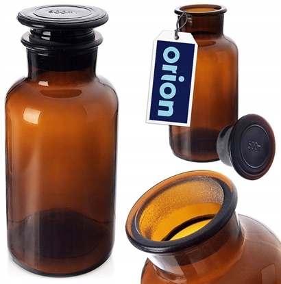 Attēls no Pojemnik na ywno szklany brzowy z korkiem szerok szyjk 500 ml