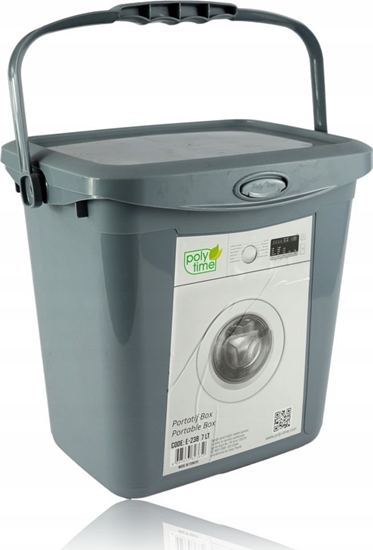 Picture of Pojemnik na proszek z pokrywk 7 l SZARY 235X260X185 MM