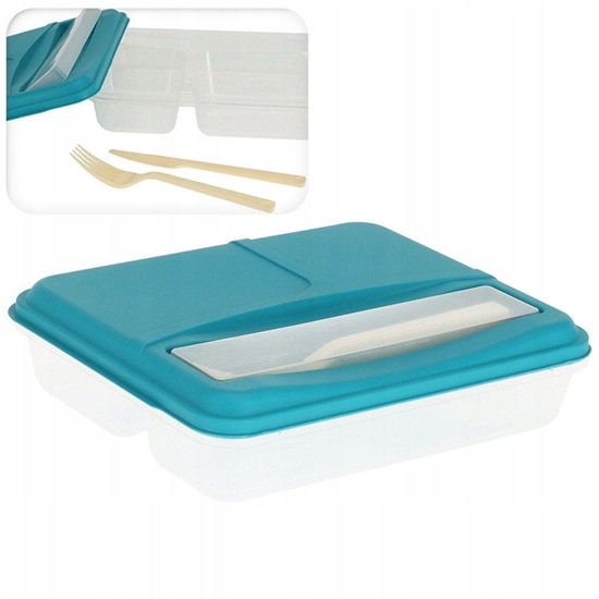 Изображение Pojemnik niadaniowy lunchbox dzielony ze sztucami 1,3 l