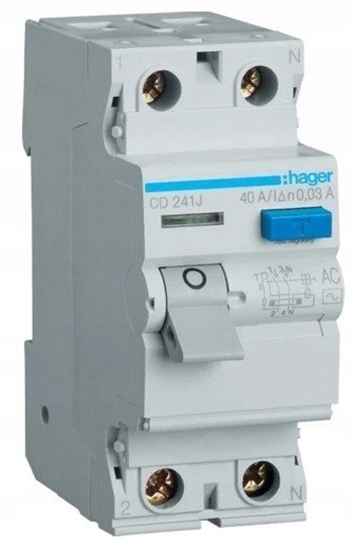 Picture of Polot Wycznik rónicowoprdowy Hager 2P 40A 0,03A typ AC CDC240J