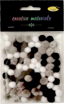 Attēls no Pompony akrylowe biao-szaro-czarne 10mm 100szt