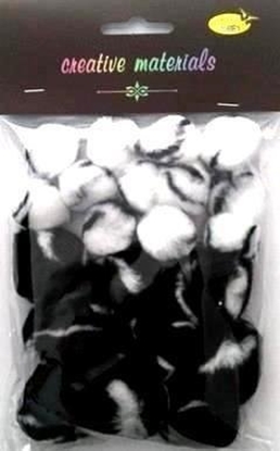 Attēls no Pompony dwukolorowe biao-czarne 25-40mm 21szt