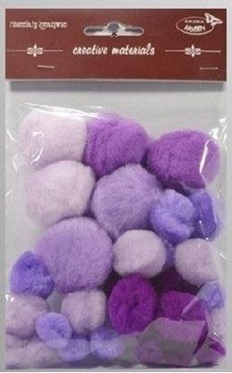 Attēls no Pompony tonacyjne fioletowe 15-40mm 30szt