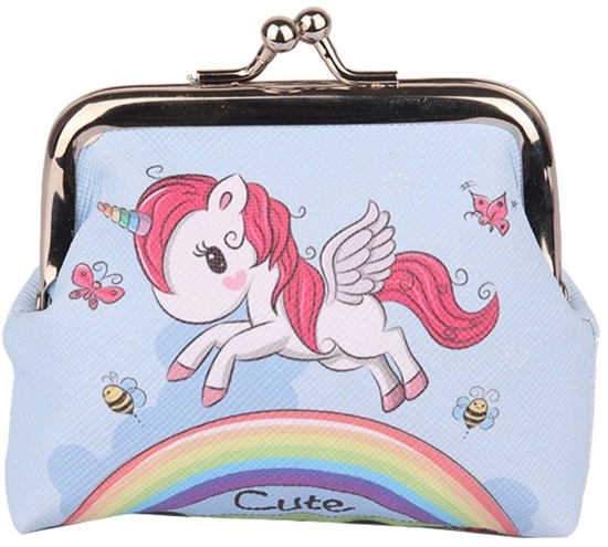 Picture of Portfelik Dziecicy Jednoroec Tcza Niebieski Metalowy Zatrzask 10x9cm