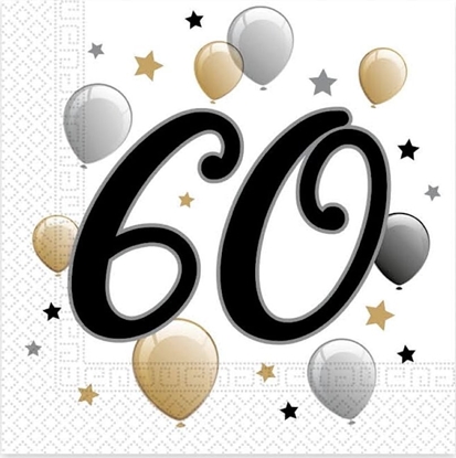 Attēls no PROCOS Serwetki na szedziesite urodziny - 33cm - 20 szt. uniwersalny